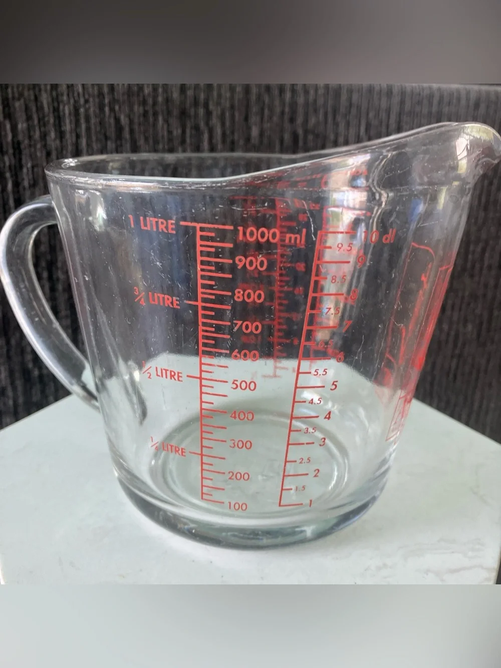 Vintage Anchor Hocking Glass 4 Cup, 1 Quart, 1 Liter Glass Measuring Cup #499
